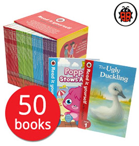 Read it Yourself with Ladybird Collection 50 Books Box Set Pack (Level 1, 2, 3, 4)including moshi monster, peppa pig, charlie and lola, Wizards of Oz, Topsy and Tim, Cinderella, Harry and the dinosaurs united, Heidi, Snow white and the seven dwarfs