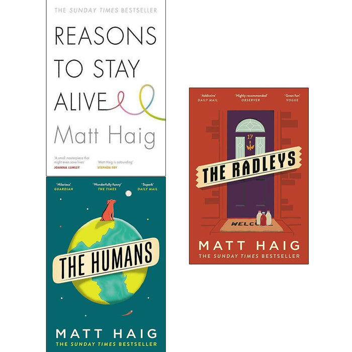 Matt haig collection 3 books set (reasons to stay alive, the humans, the radleys)