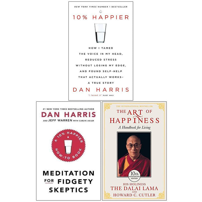 10% Happier, Meditation For Fidgety Skeptics, The Art Of Happiness 3 Books Collection Set