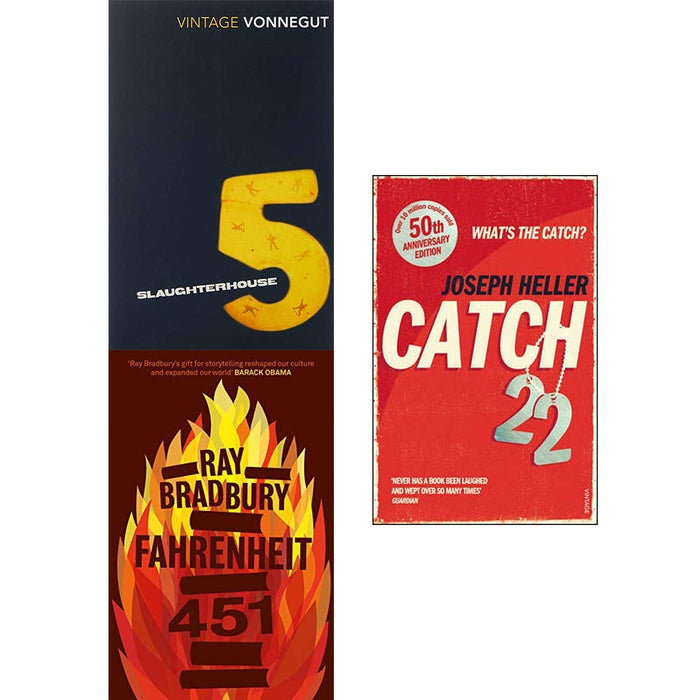 Slaughterhouse 5, Fahrenheit 451, Catch-22 Collection 3 Books Set