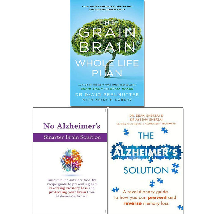 Grain Brain Whole Life Plan, The Alzheimer's Solution and No Alzheimer's Smarter Brain Keto Solution 3 Books Collection Set
