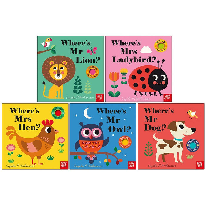 Felt Flaps Series 5 Books Collection Set By Ingela P Arrhenius (Where’s Mr Lion ? , Where's Mrs Ladybird?, Where's Mrs Hen?, Where's Mr Owl?, Where's Mr Dog?)
