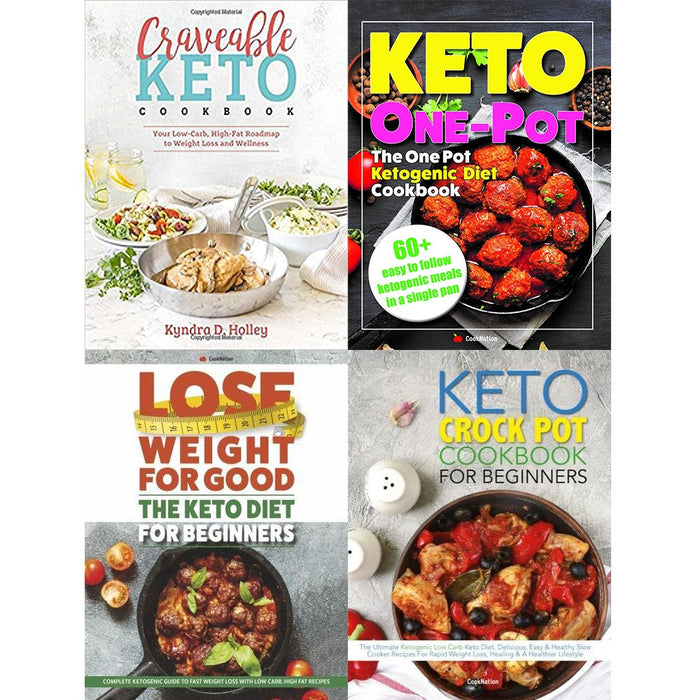 Craveable keto, one pot ketogenic diet cookbook, keto diet for beginners and keto crock pot cookbook 4 books collection set